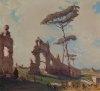 1950 ca. - Campagna romana con ruderi e figura